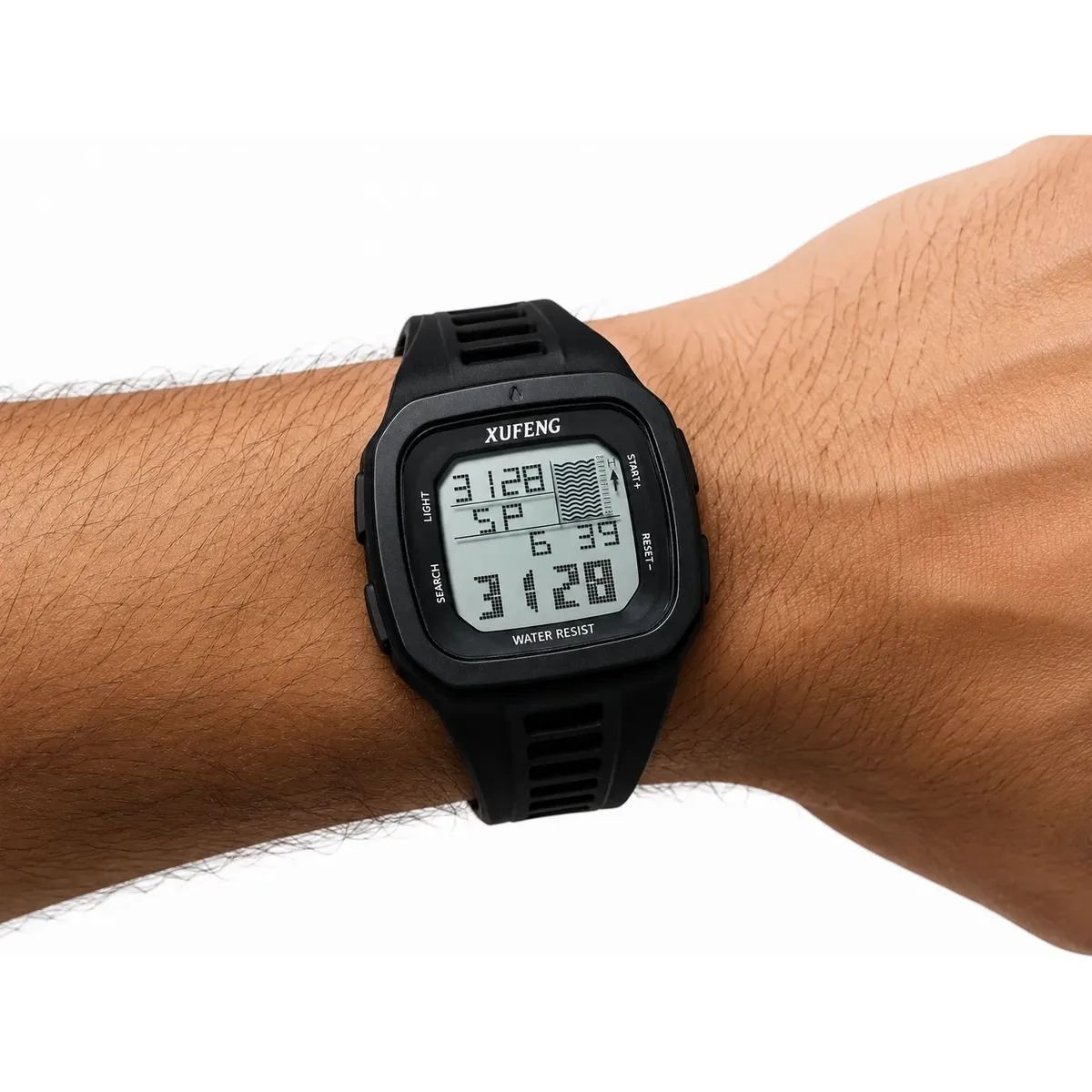 Relógio Digital Masculino Xufeng Premium Prova Dágua Casual Esportivo Resistente Até 30 Metros Profundidade Luz Led Alarme Cronômetro Preto Preto 3