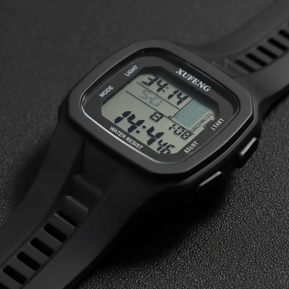 Relógio Digital Masculino Xufeng Premium Prova Dágua Casual Esportivo Resistente Até 30 Metros Profundidade Luz Led Alarme Cronômetro Preto Preto 4