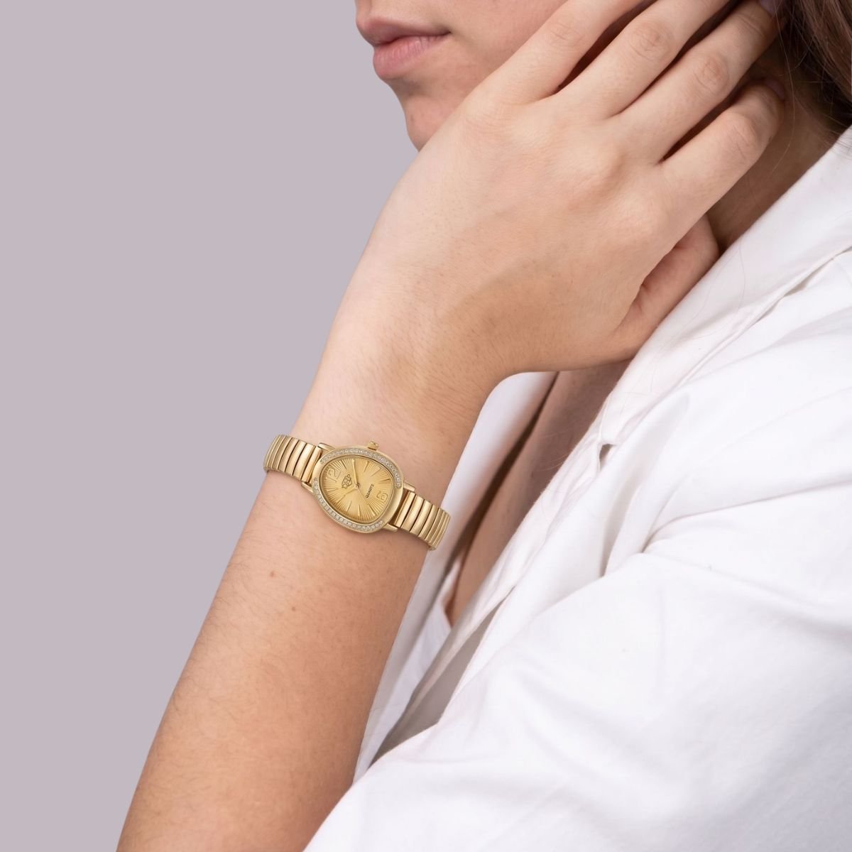 Relógio Feminino Luxo Gota Com Strass Correa Metal + Caixa Dourado Dourado 2