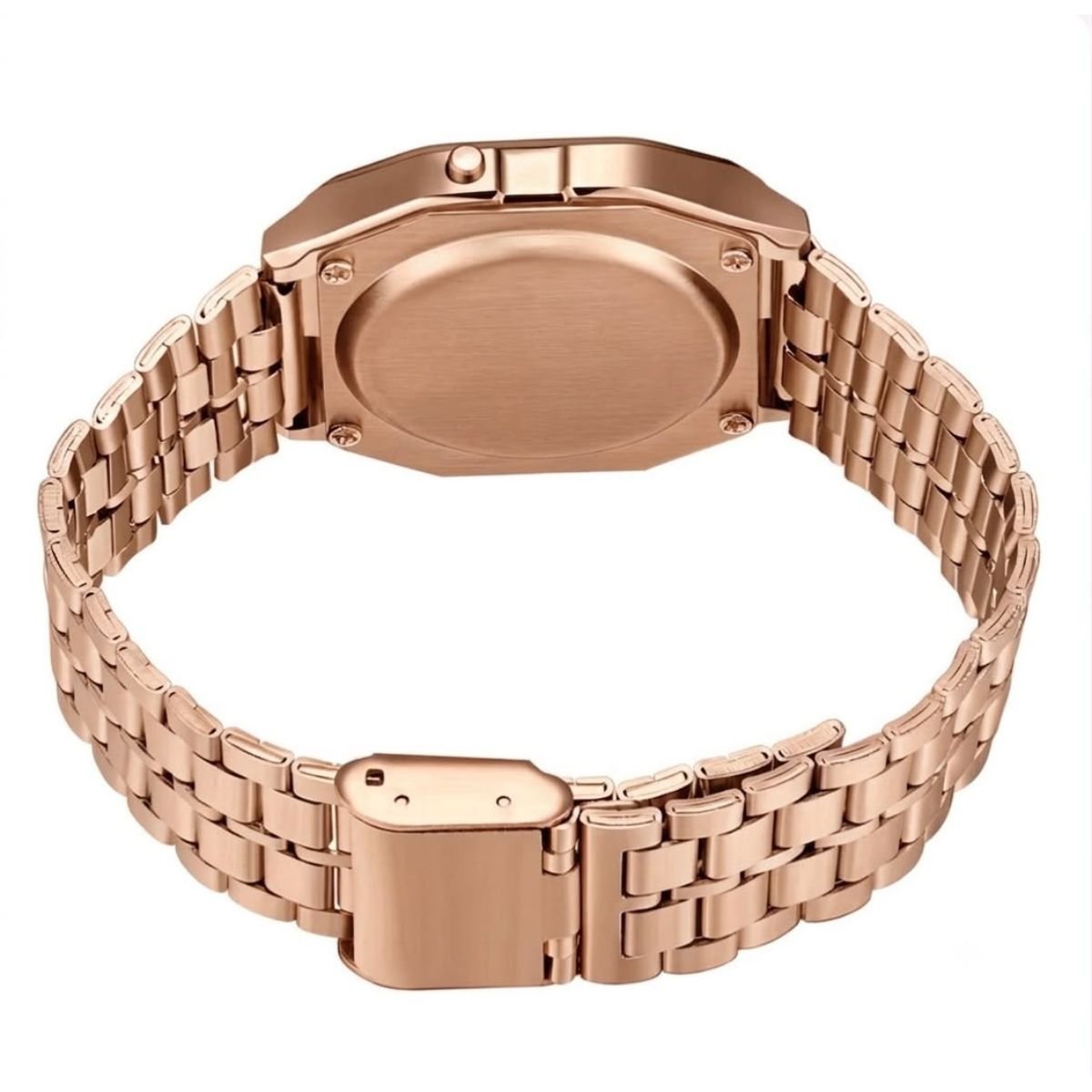 Relógio WR Retrô Digital Aço Inoxidável Vintage Unisex Rose Rosa 5