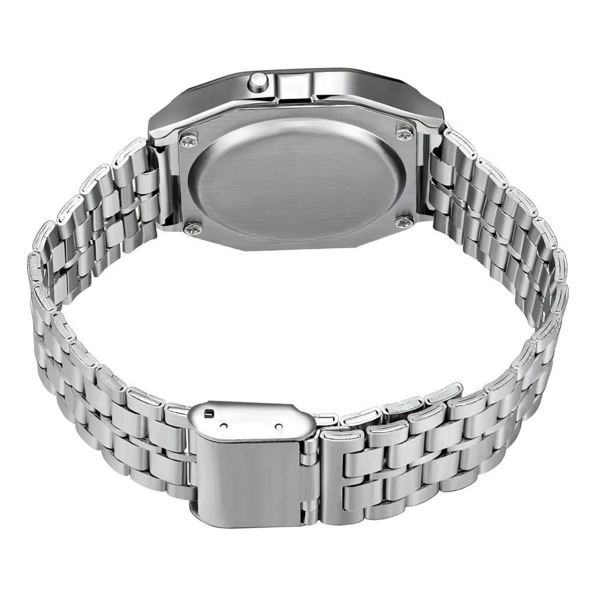 Relógio WR Retrô Digital Aço Inoxidável Vintage Unisex Prata/Prata Prata 6