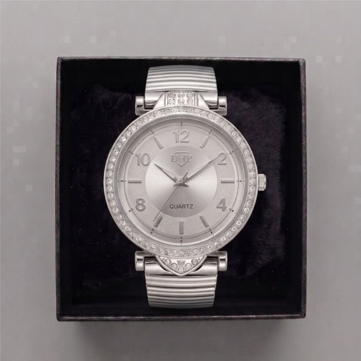 Relógio Feminino Com Strass Cravejado Prata + Caixa Prata 4