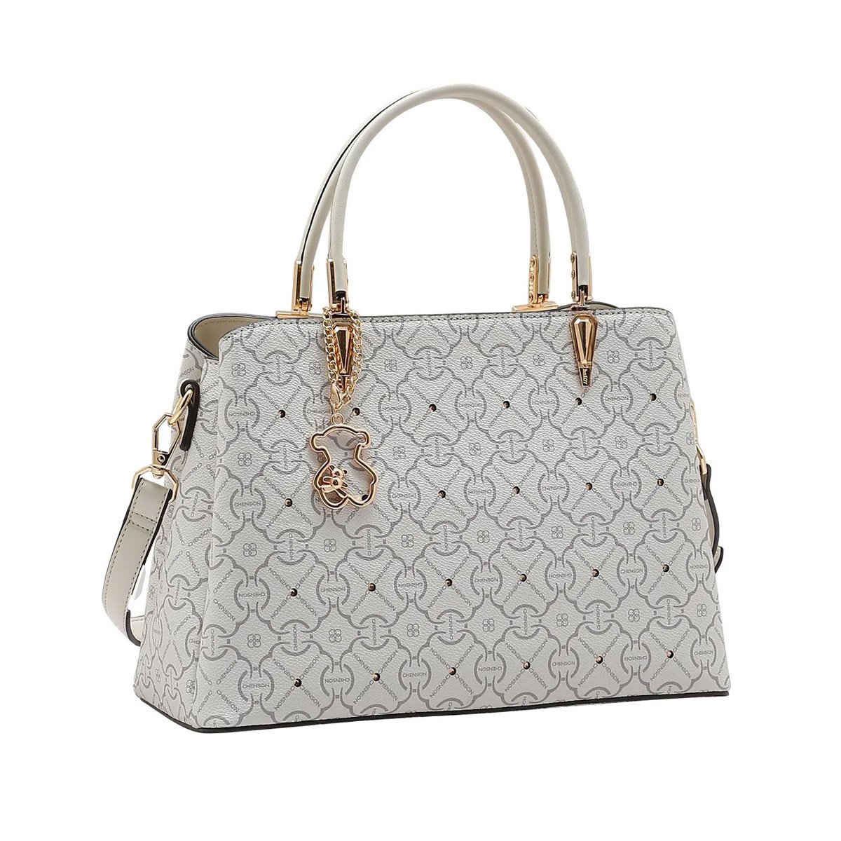 Bolsa Feminina Chenson Classic Cristal Estruturada Casual 3485354 Bege Branco 1