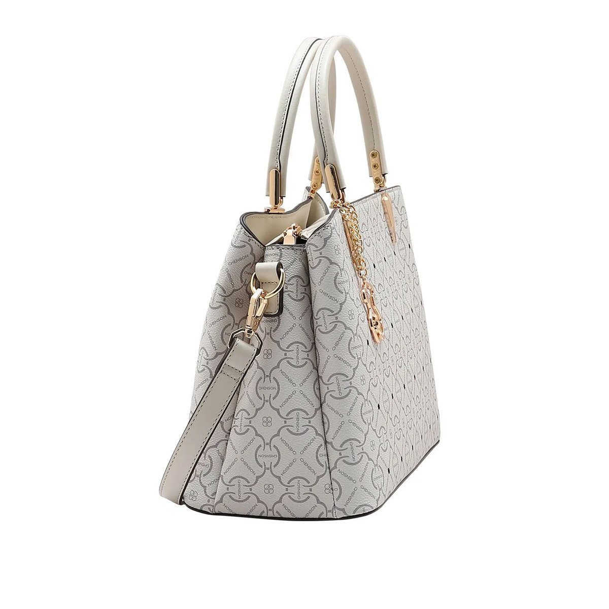 Bolsa Feminina Chenson Classic Cristal Estruturada Casual 3485354 Bege Branco 2