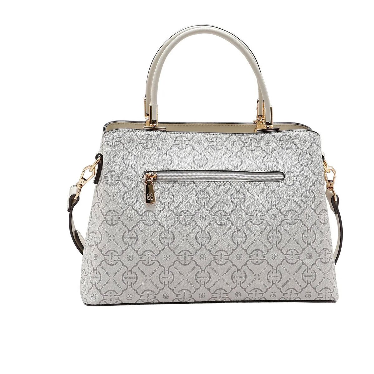 Bolsa Feminina Chenson Classic Cristal Estruturada Casual 3485354 Bege Branco 3
