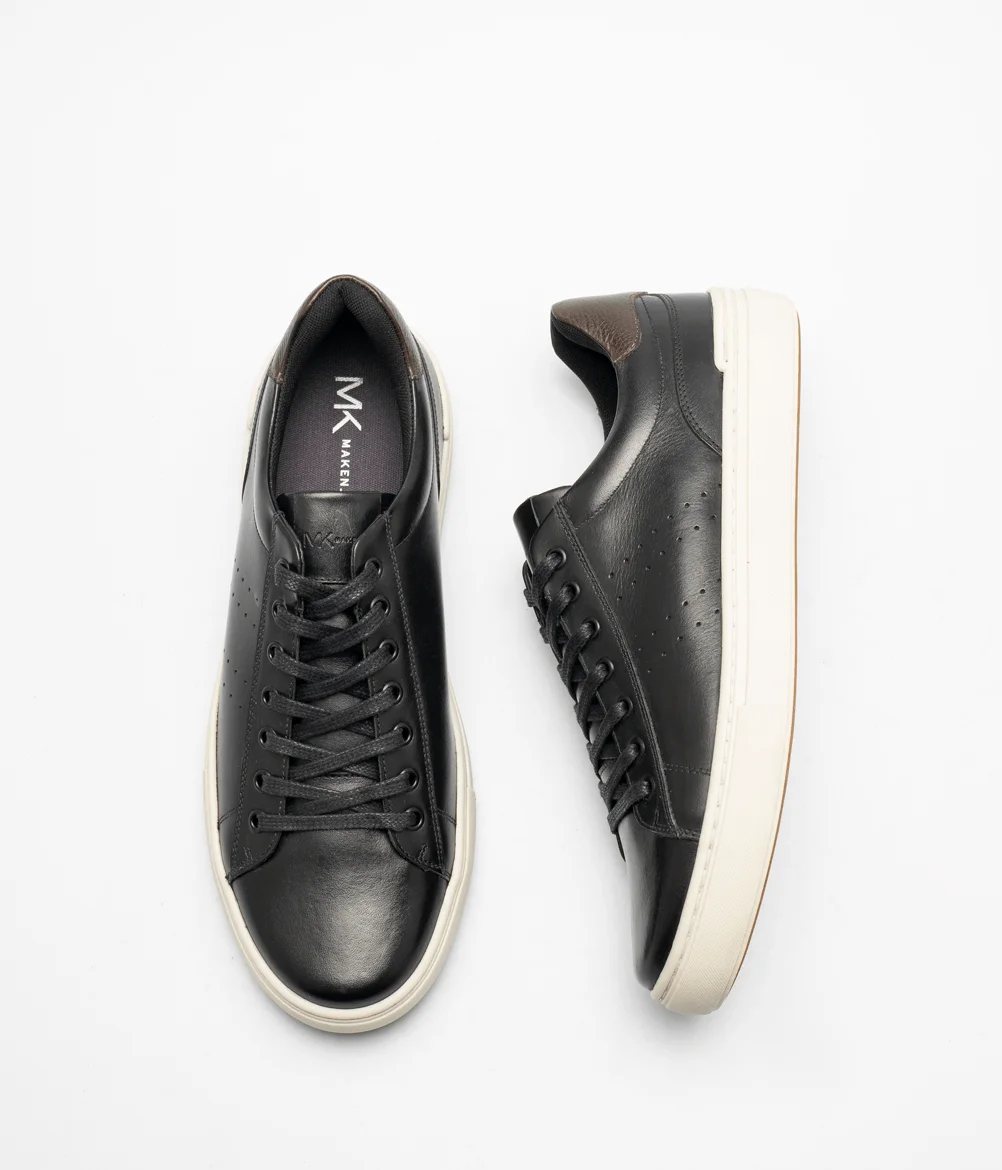 Sapatenis Com Recortes Masculino Preto Preto 2