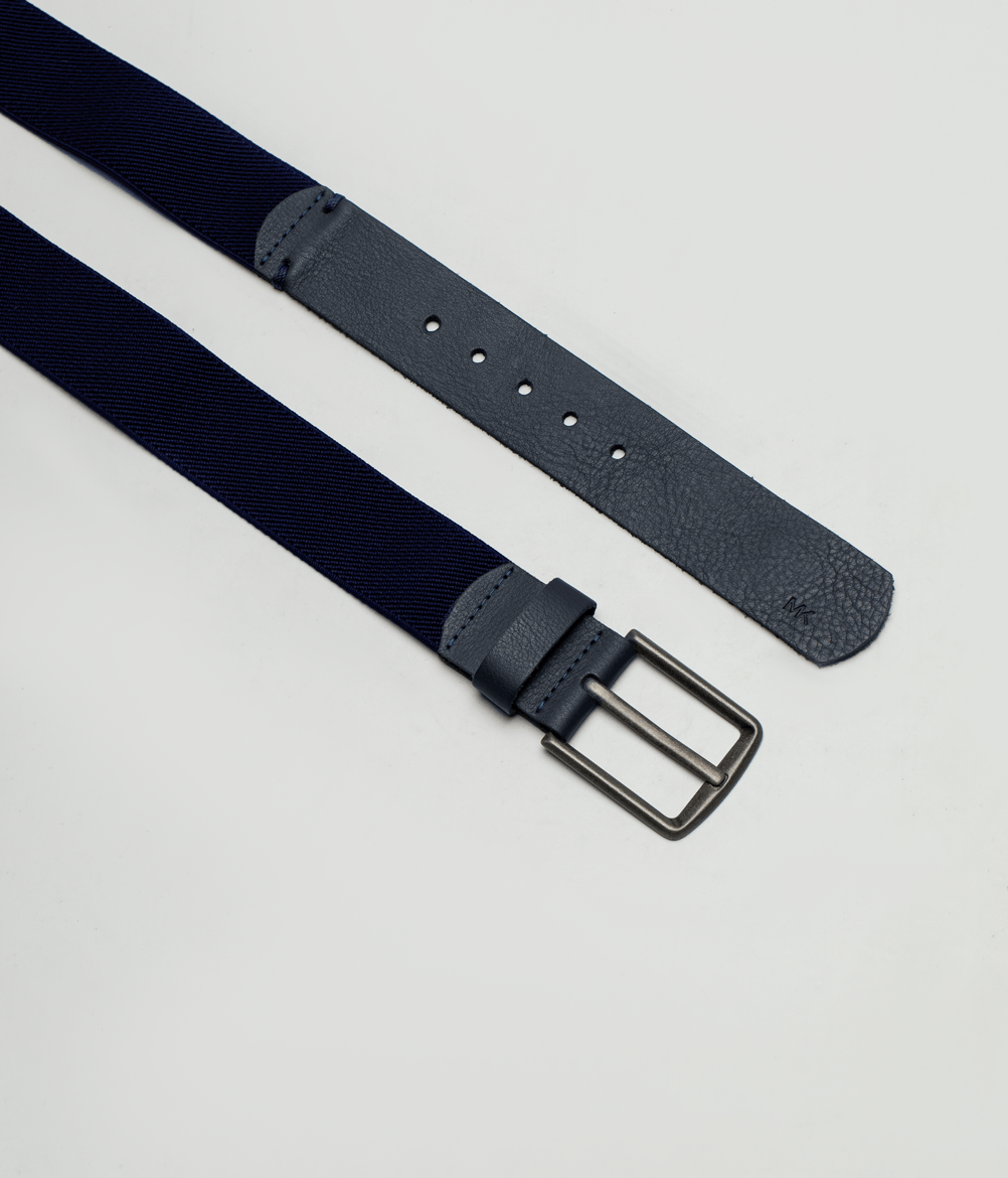 Cinto De Elastico Com Detalhe Pesponto Masculino Azul Marinho