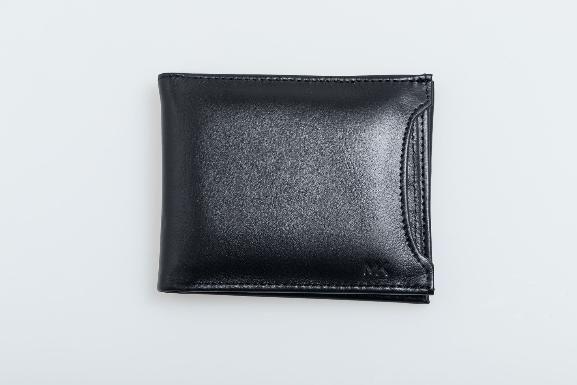 Carteira Com Porta Cartao Couro Masculina Preta