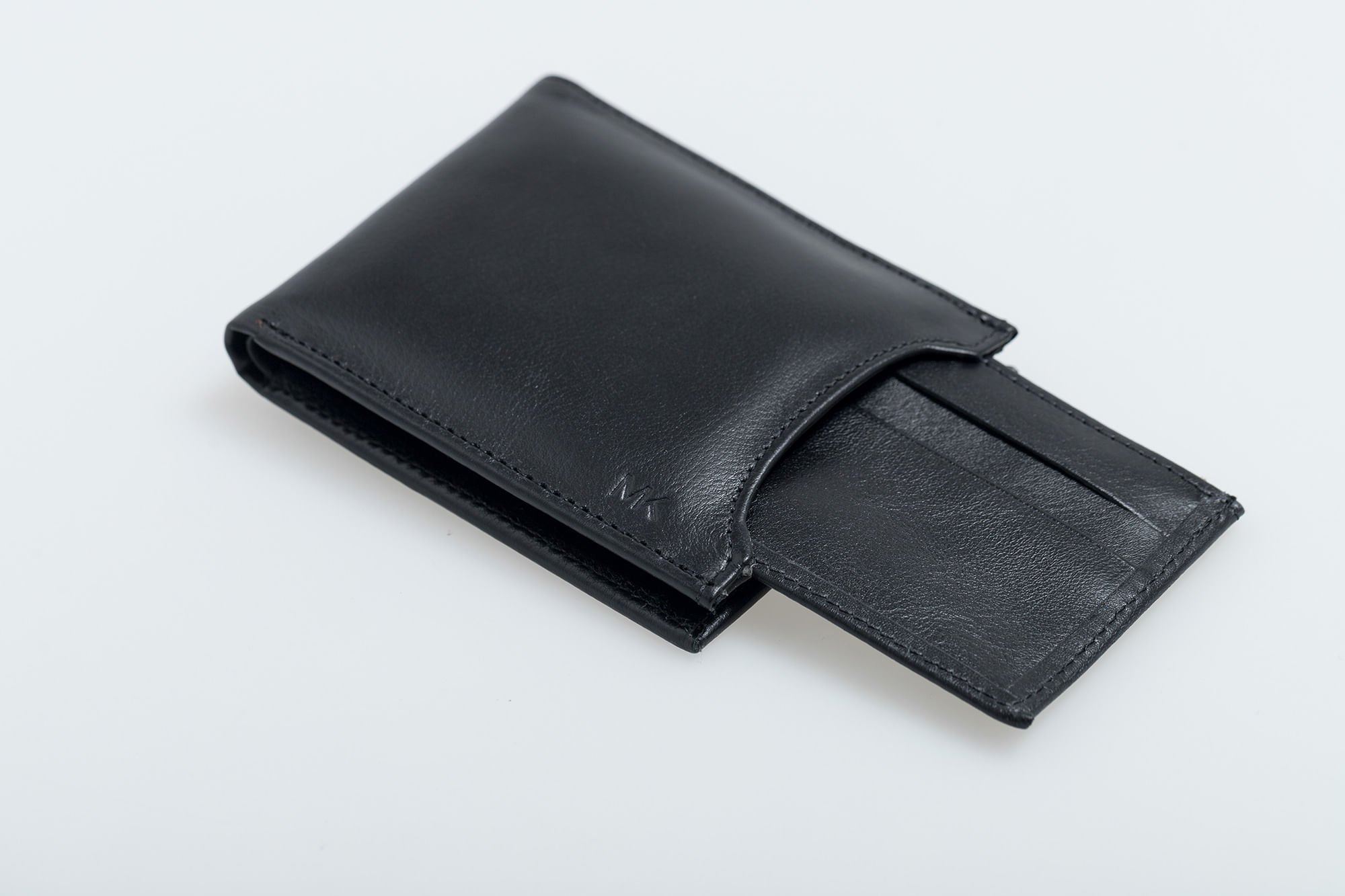 Carteira Com Porta Cartao Couro Masculina Preta Preto 2