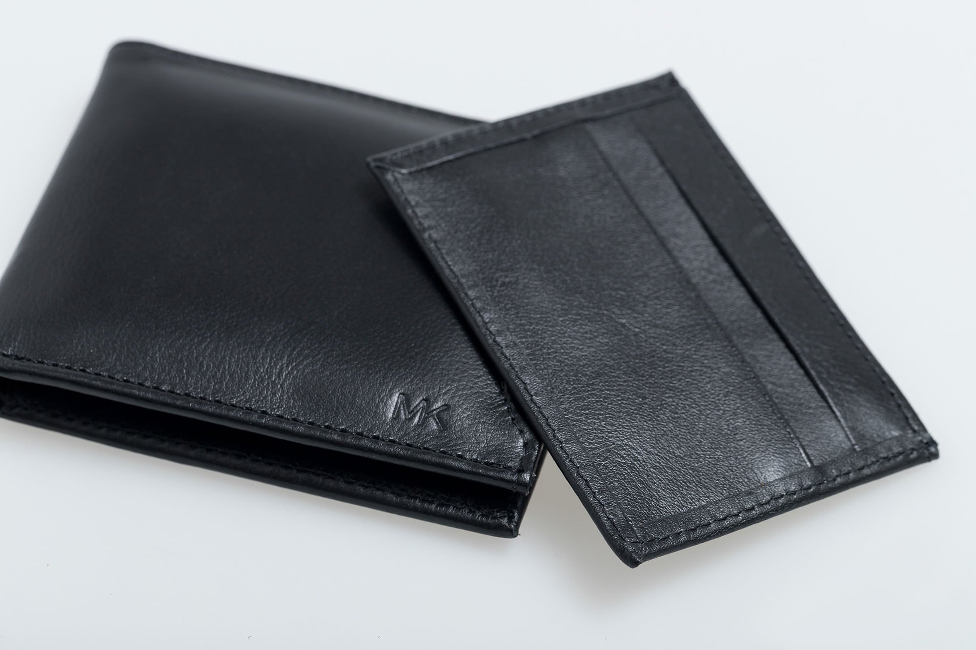 Carteira Com Porta Cartao Couro Masculina Preta Preto 5