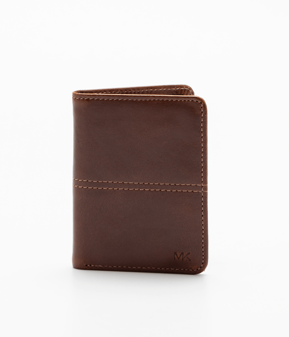 Porta Cartao De Couro Detalhe Pesponto Masculina Caramelo