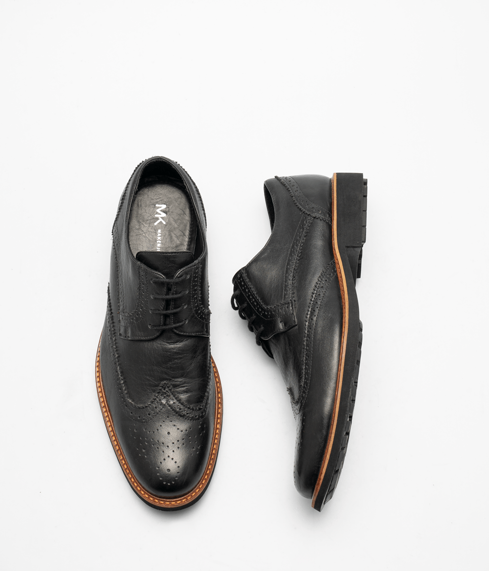 Sapato Brogue Estilo Ingles Masculino Preto Preto 2