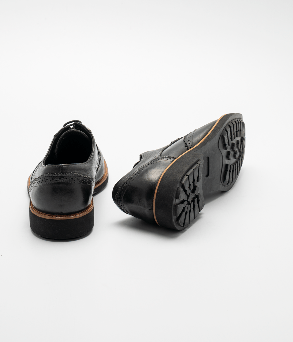 Sapato Brogue Estilo Ingles Masculino Preto Preto 3