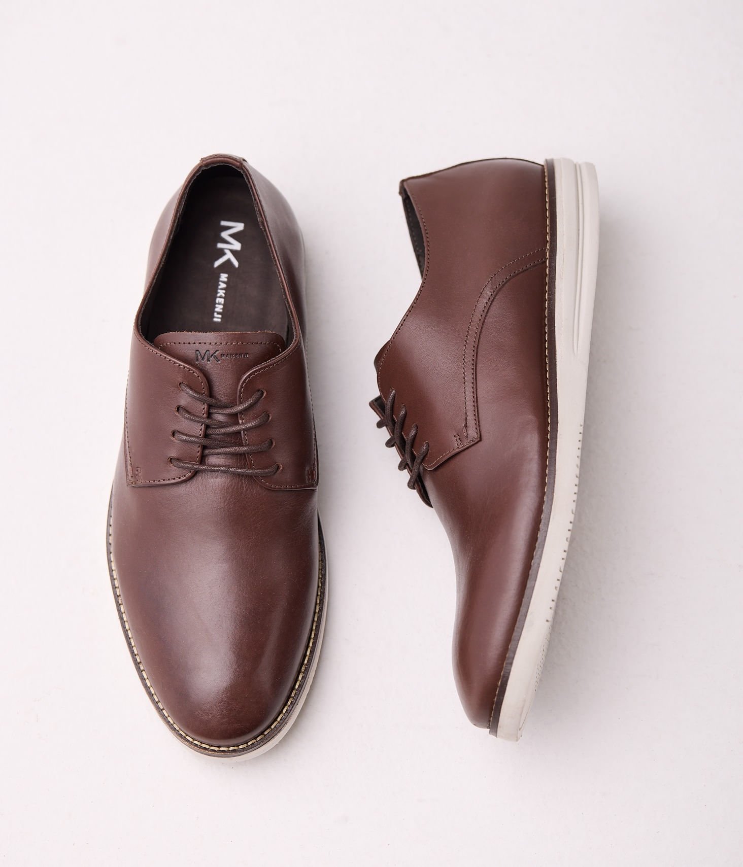 Sapato Makenji Couro Napa Suica Solado Off White Masculino Cafe Marrom 2