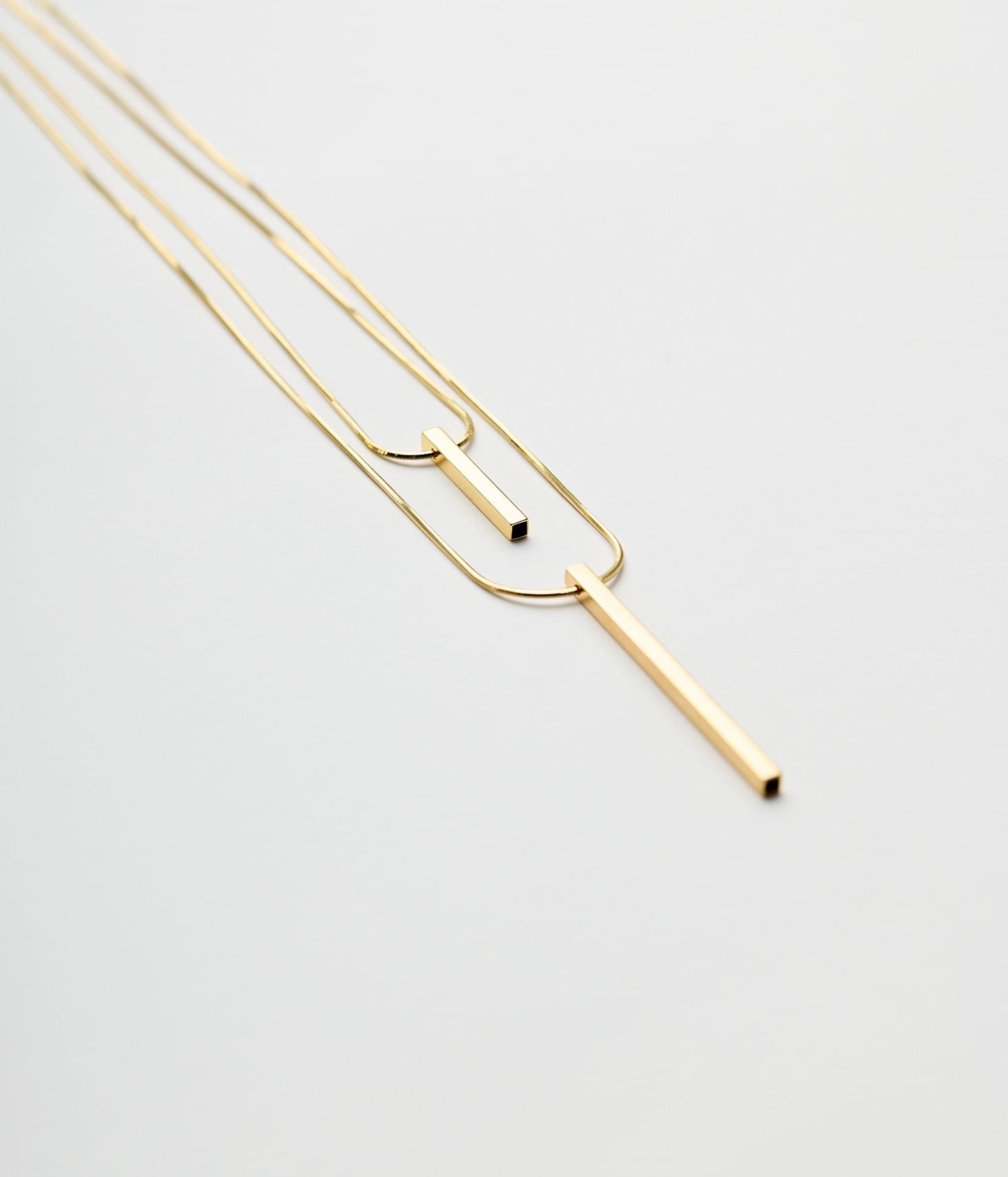 Colar Makenji Corrente Dupla Pingente Palito Feminino Dourado