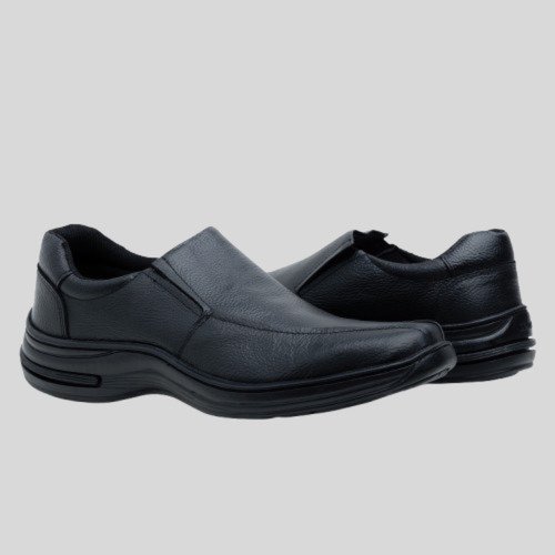 Sapato Masculino Social Couro Confortavel Sola Borracha Preto 6