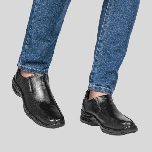 Sapato Masculino Social Couro Confortavel Sola Borracha Preto 8