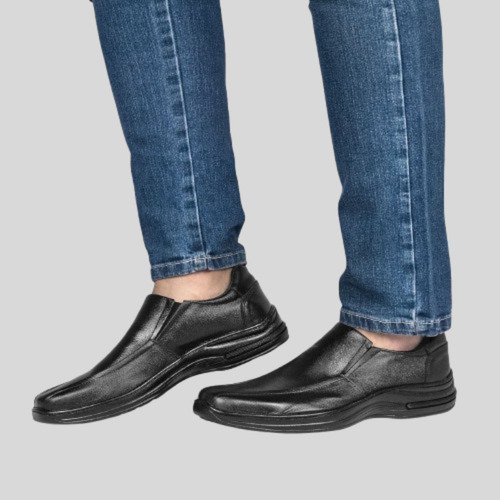 Sapato Masculino Social Couro Confortavel Sola Borracha Preto 9