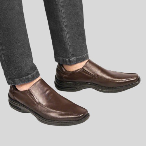 Sapato Social Mocassim Masculino Couro Confort Preto Marrom Café 3