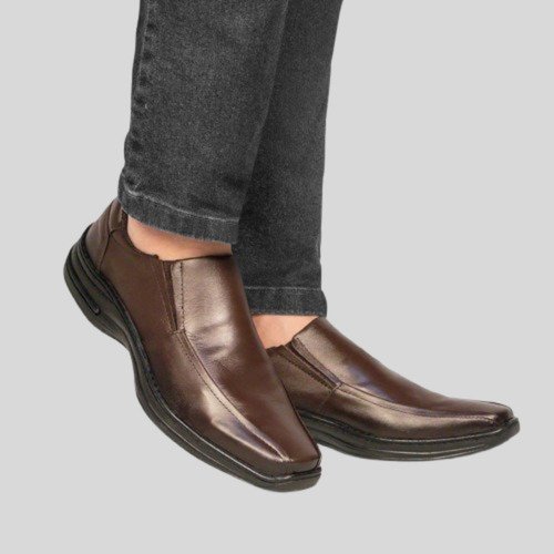 Sapato Social Mocassim Masculino Couro Confort Preto Marrom Café 5