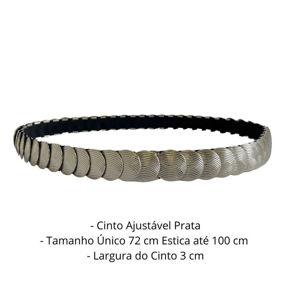 Cinto Feminino Fashion Elástico Festa Casamento Luxo Carla Prata 2