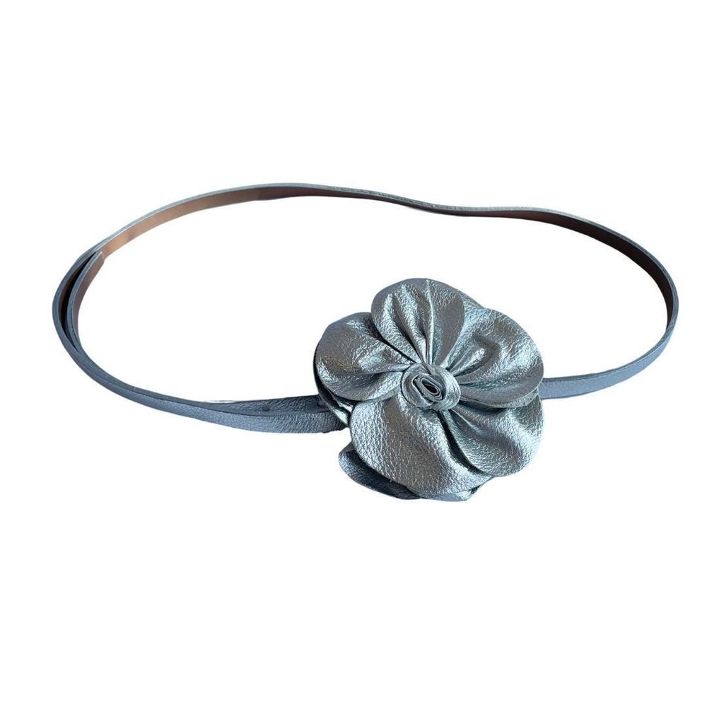 Cinto Fino De Couro Flor Fashion Blogueira Melina