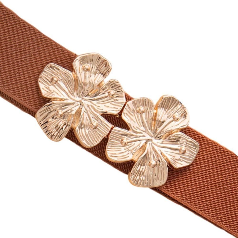 Cinto Feminino Flor Elástico Festa Luxo Lívia Marrom 2