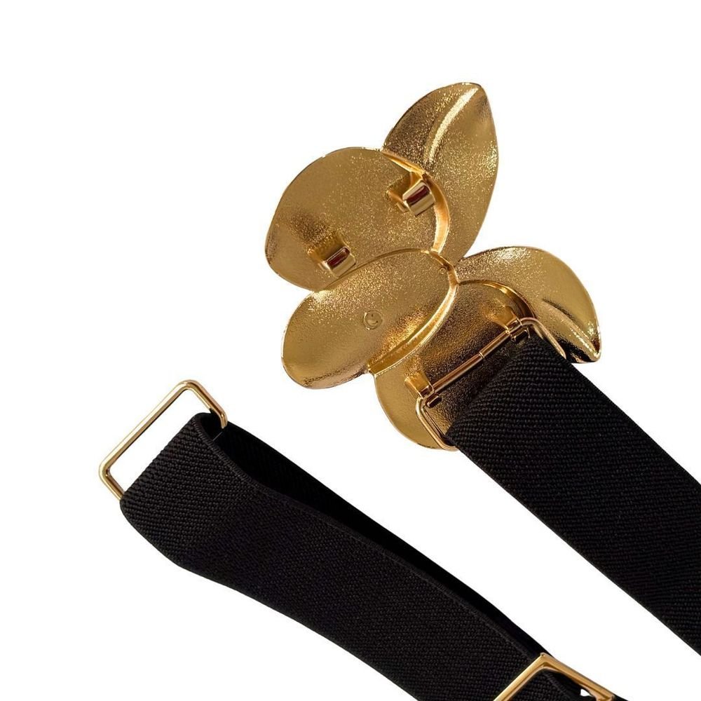 Cinto Feminino Fashion Elástico Largo Preto Orquídea Preto/Dourado 3