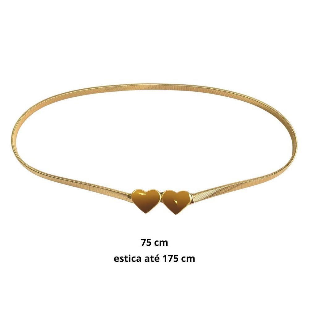 Cinto Feminino Fashion Mola Dois Corações Tainá Dourado 2