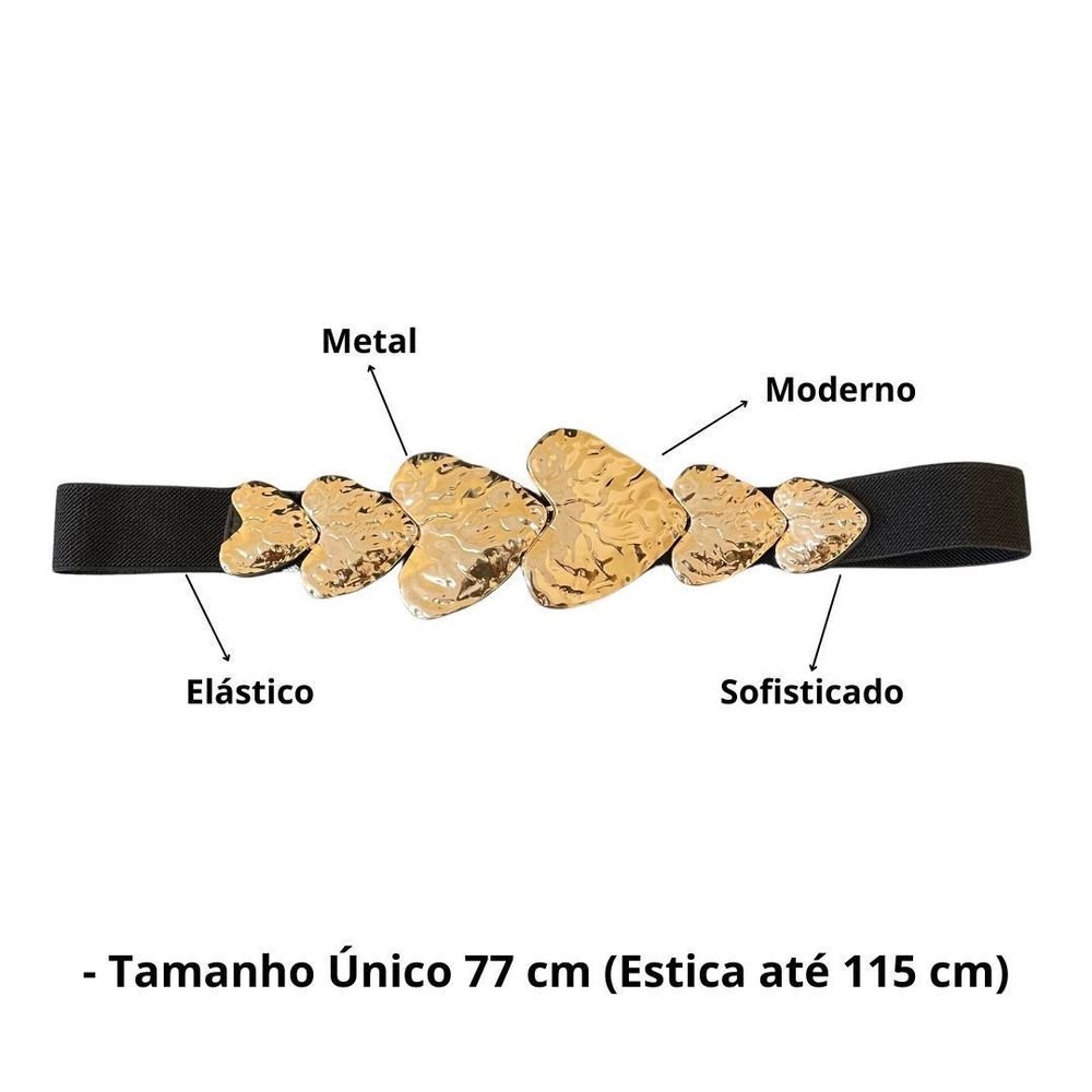 Cinto Feminino Fashion Elástico Love Blogueira Dourado 4