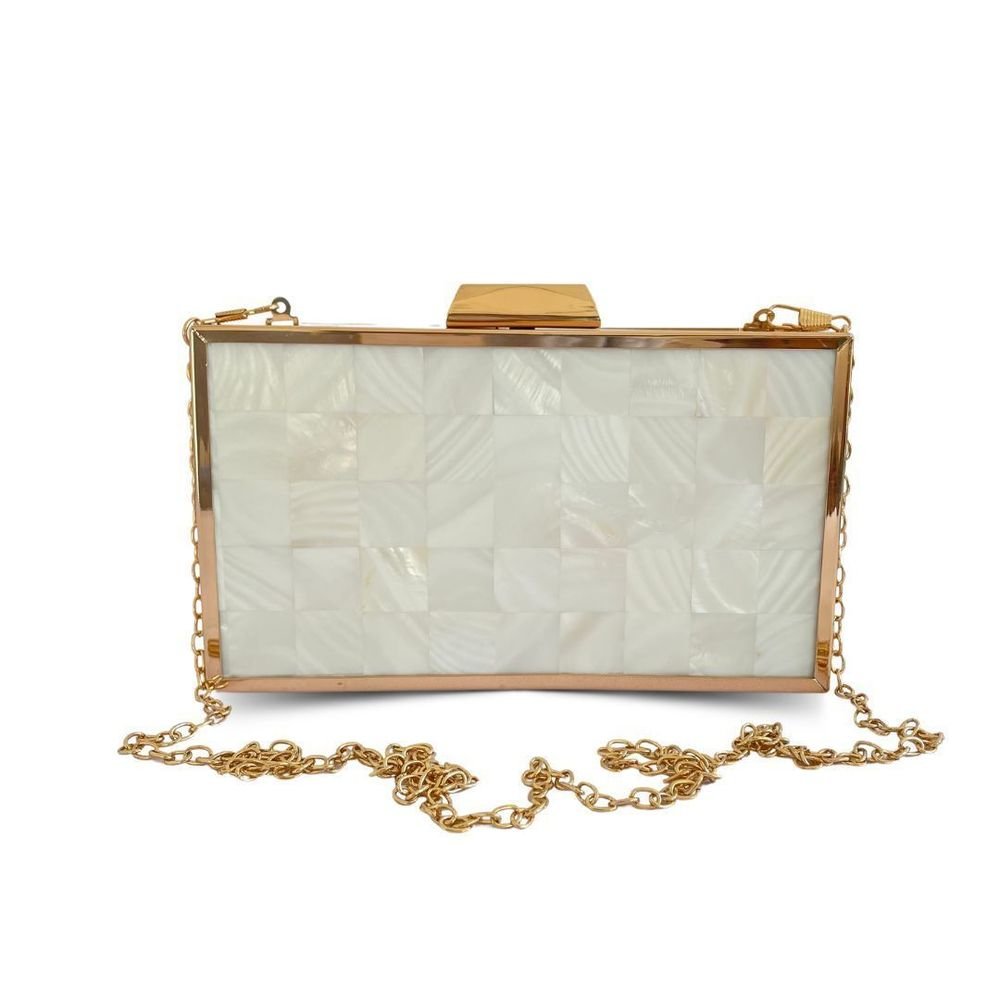 Bolsa De Festa Clutch Metal Luxo Talissa Pérola 2