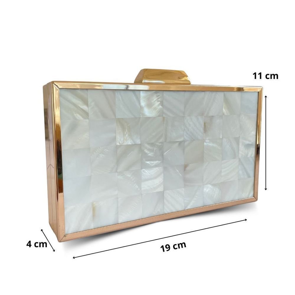 Bolsa De Festa Clutch Metal Luxo Talissa Pérola 4