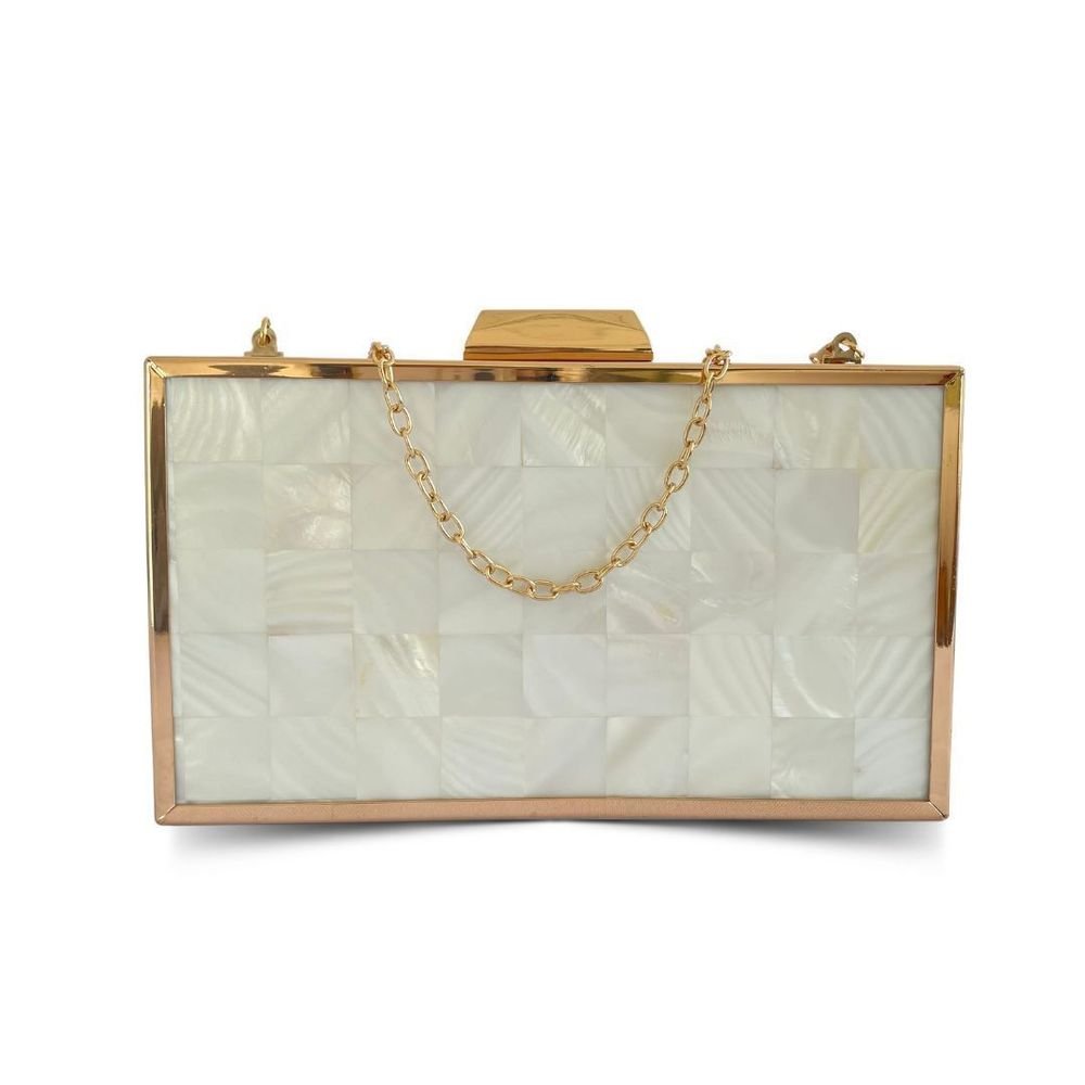 Bolsa De Festa Clutch Metal Luxo Talissa Pérola 5