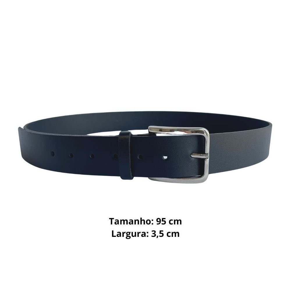 Cinto Masculino Resistente Couro Legítimo Preto Zeus Preto 3