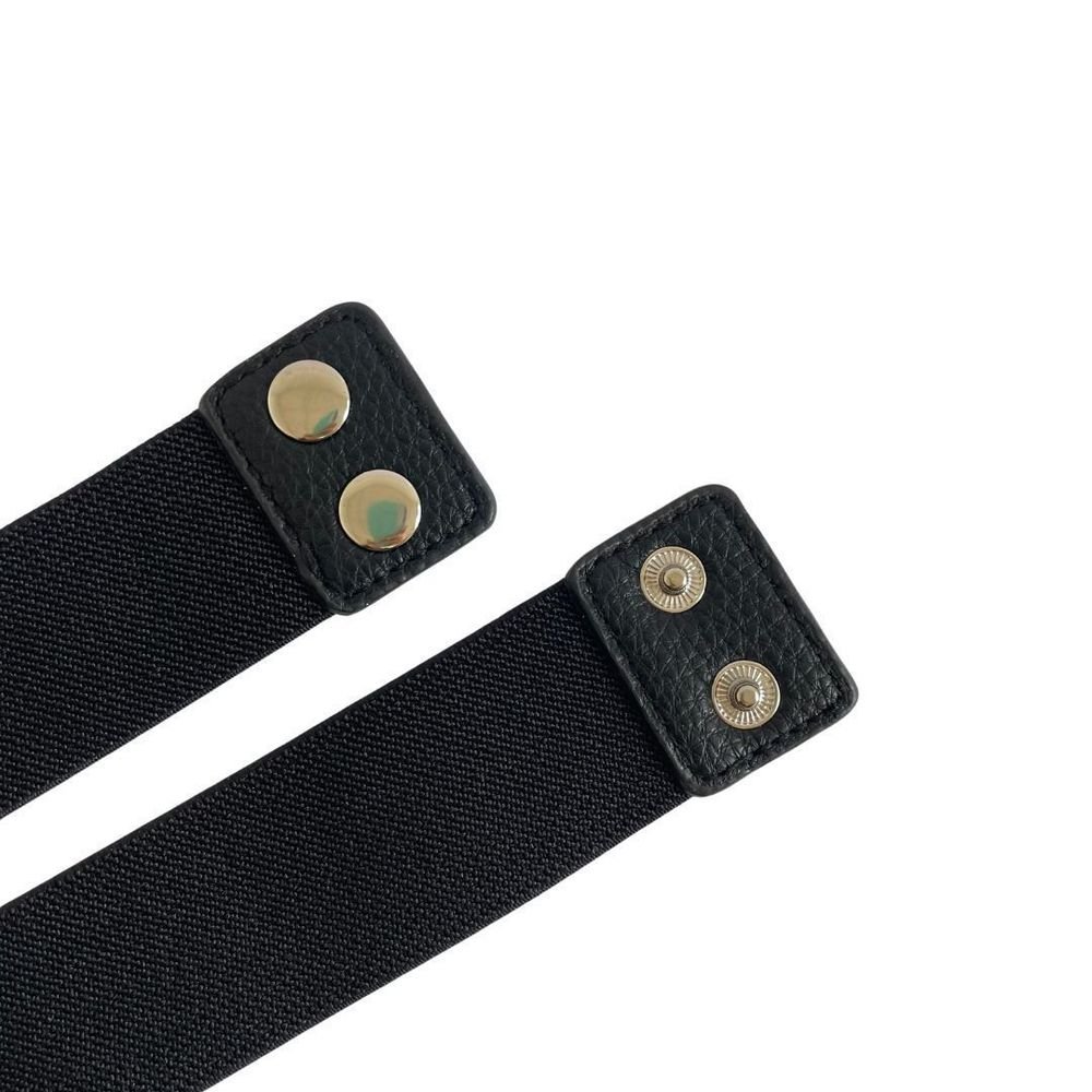 Cinto Feminino Fashion Elástico Largo Preto Luxo Roberta Preto/Prata 3