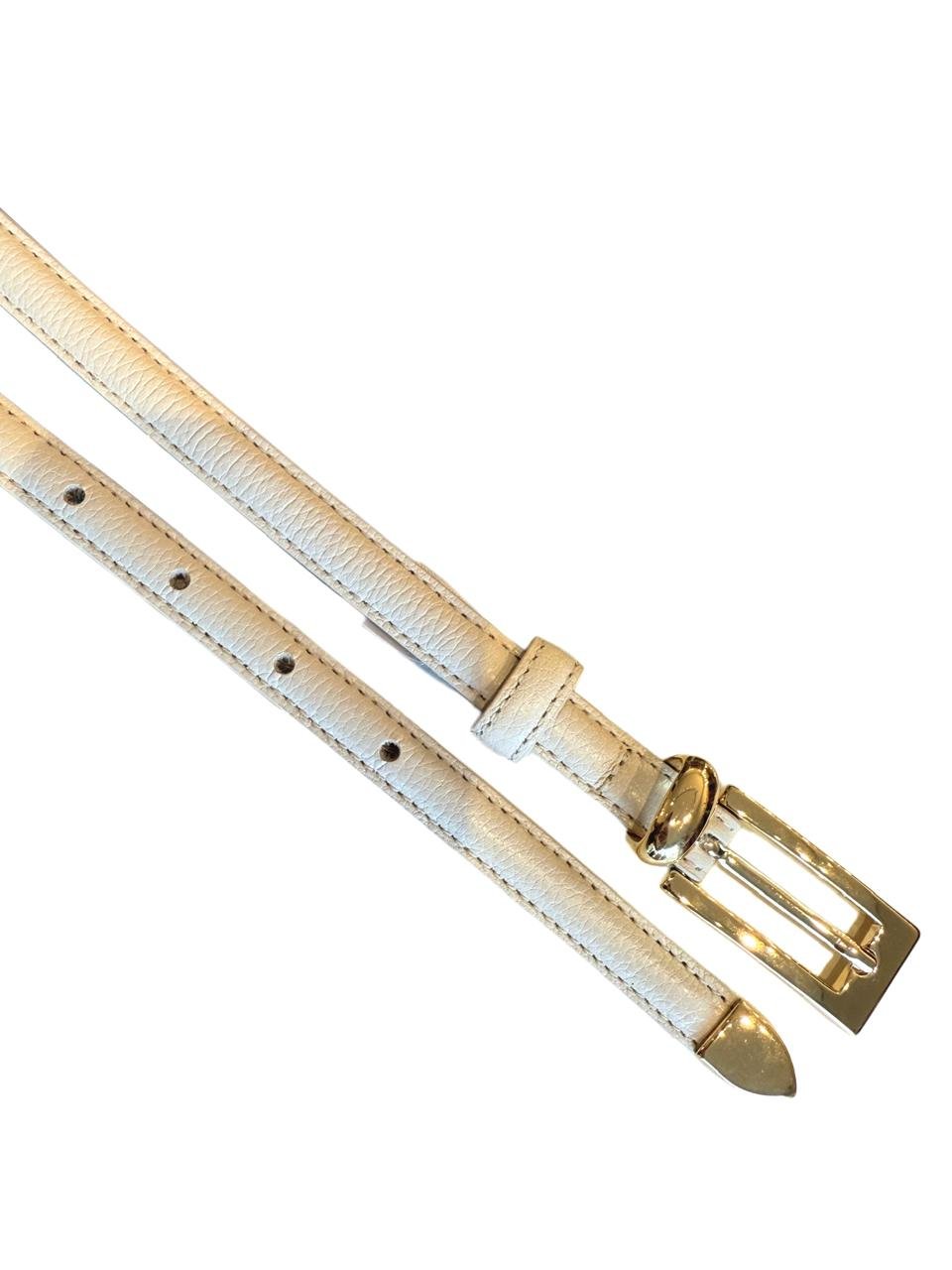 CINTO EM COURO SUPER FINO COM FIVELA DOURADA Off White 2