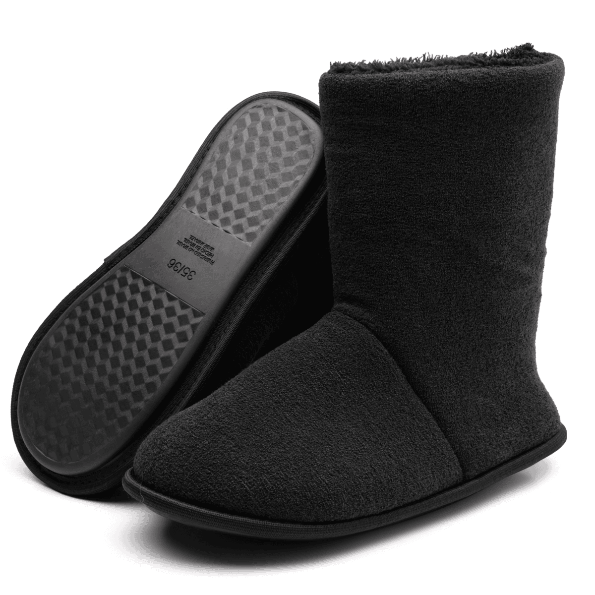 Pantufa Bota Polar Cano Alto Preta Unissex Sola Antiderrapante Adulta e Infantil Super Quentinha e Fofinha Preto 4