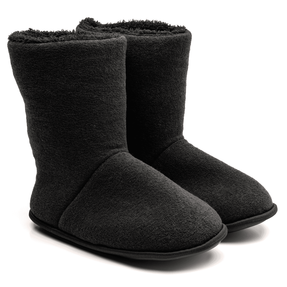Pantufa Bota Polar Cano Alto Preta Unissex Sola Antiderrapante Adulta e Infantil Super Quentinha e Fofinha Preto 3