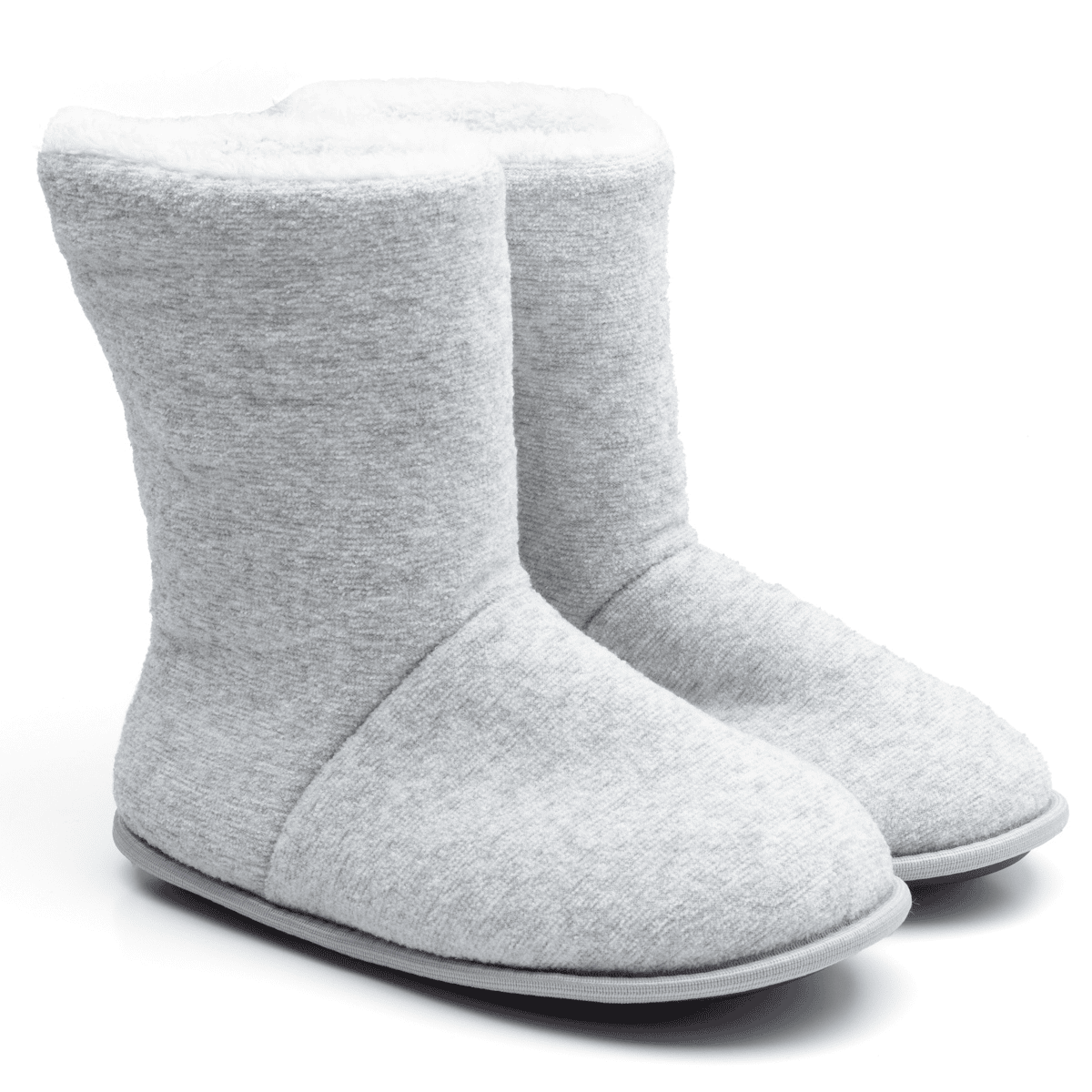 Pantufa Bota Polar Cano Alto Cinza Unissex Sola Antiderrapante Adulta e Infantil Super Quentinha e Fofinha Cinza 4