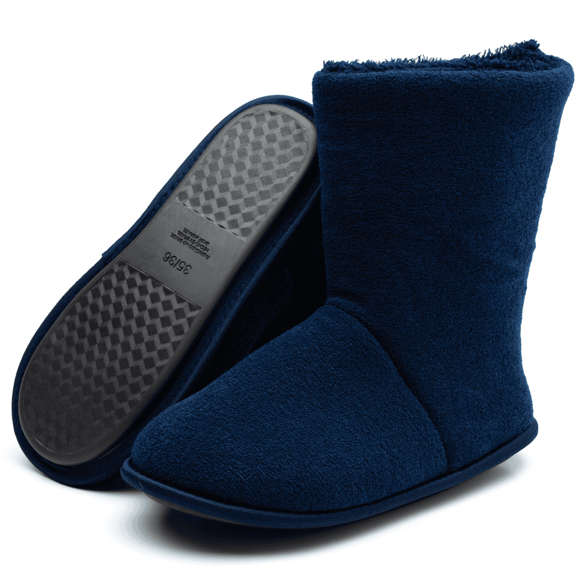 Pantufa Bota Polar Cano Alto Azul Unissex Sola Antiderrapante Adulta e Infantil Super Quentinha e Fofinha Azul Marinho 4