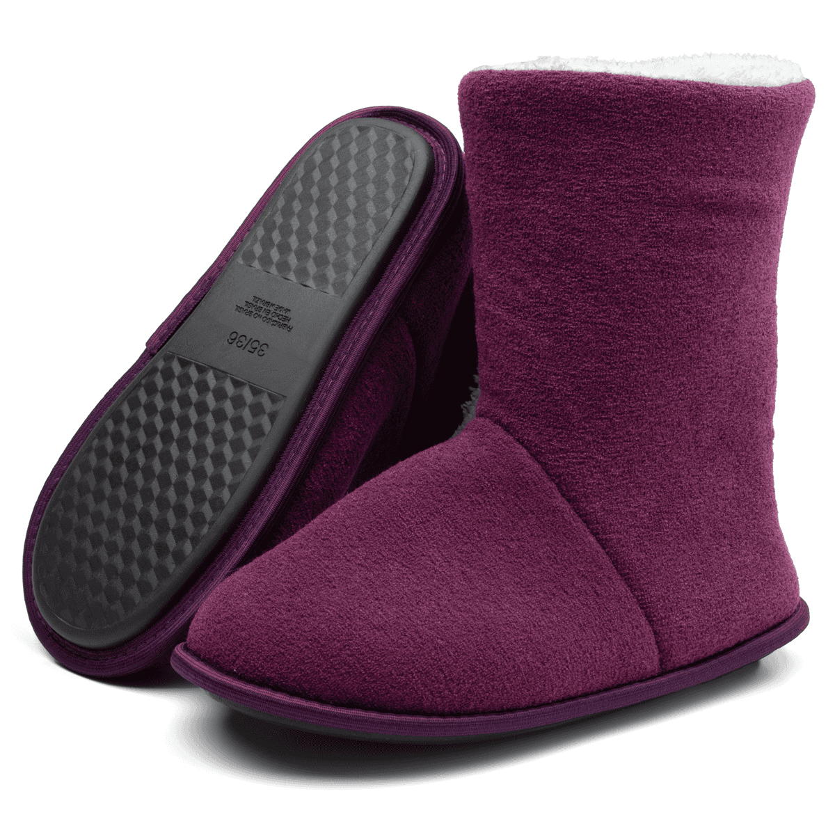 Pantufa Bota Polar Cano Alto Bordo Unissex Sola Antiderrapante Adulta e Infantil Super Quentinha e Fofinha Bordô 4