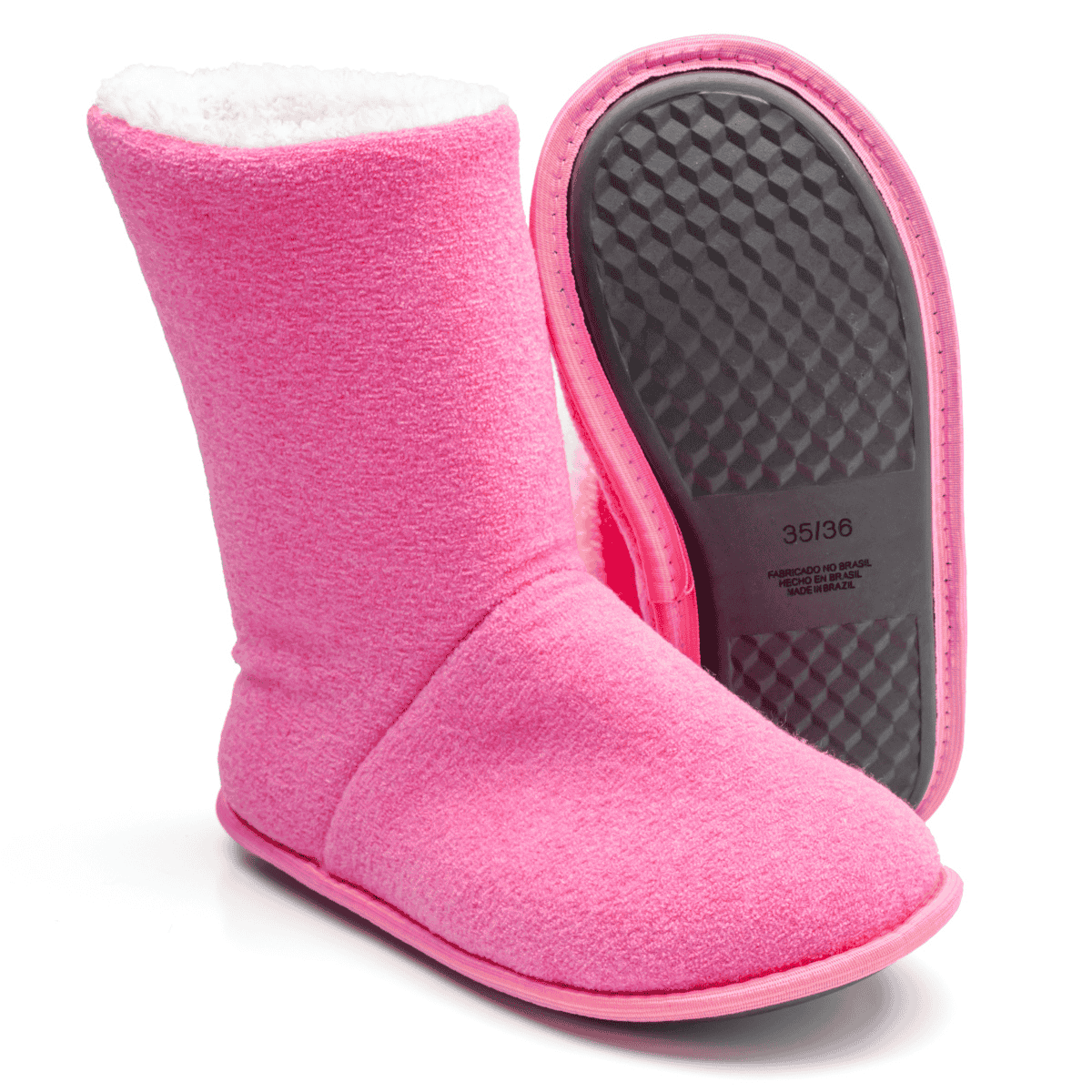 Pantufa Bota Polar Cano Alto Rosa Unissex Sola Antiderrapante Adulta e Infantil Super Quentinha e Fofinha Rosa 4