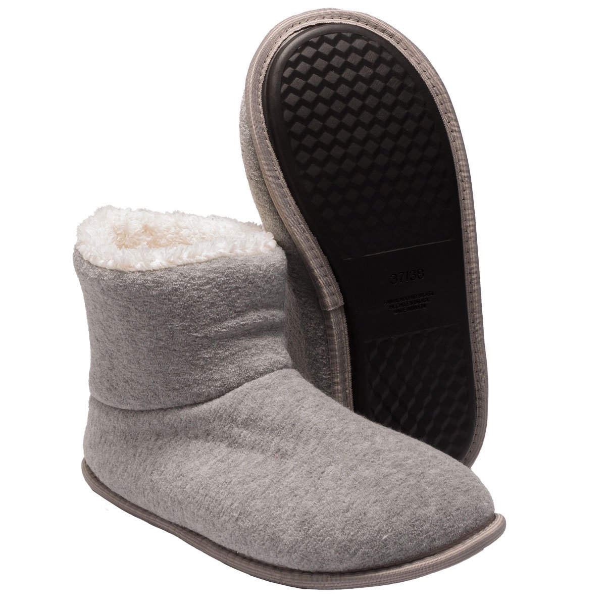 Pantufa Bota Polar Cano Curto Cinza Antiderrapante Super Quentinha, Fofinha e Resistente. Cinza 3