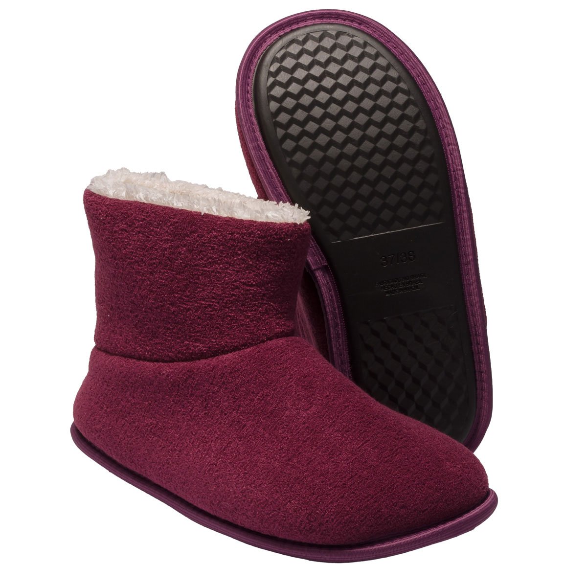 Pantufa Bota Polar Cano Curto Bordo Antiderrapante Super Quentinha, Fofinha e Resistente. Bordô 3