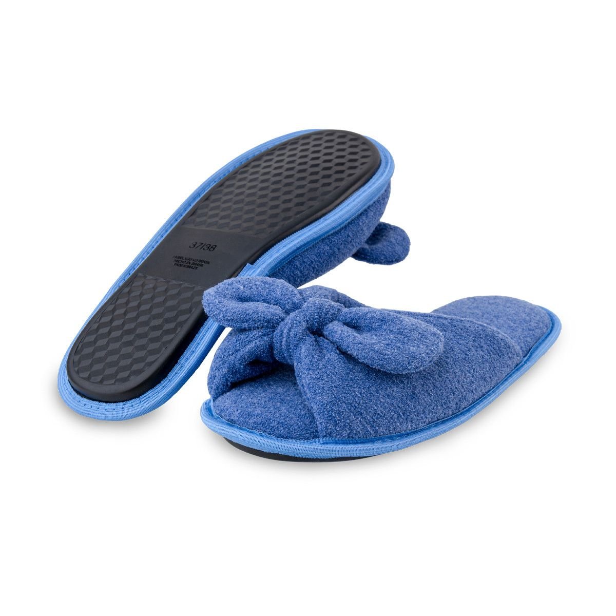 Pantufa Feminina Azul Com Laço Antiderrapante Super Fofinha e Resistente Chinelo de Quarto Azul 2