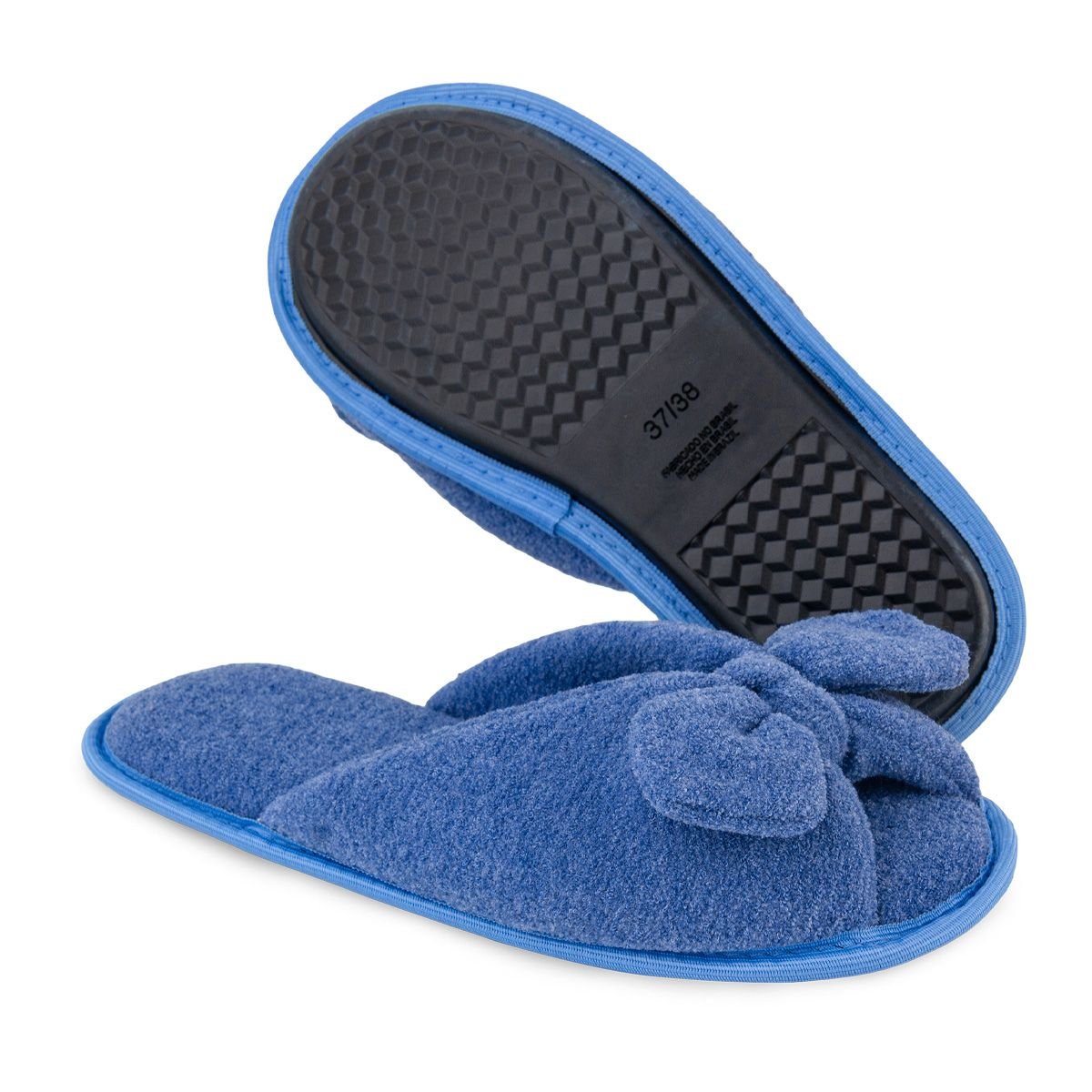 Pantufa Feminina Azul Com Laço Antiderrapante Super Fofinha e Resistente Chinelo de Quarto Azul 3