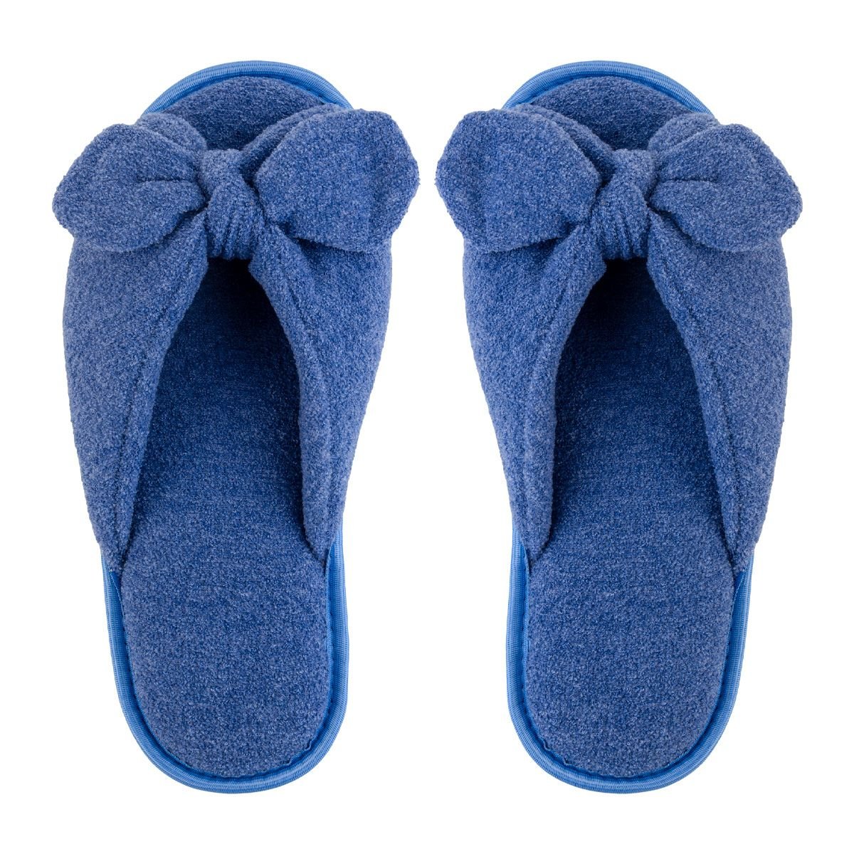 Pantufa Feminina Azul Com Laço Antiderrapante Super Fofinha e Resistente Chinelo de Quarto Azul 4