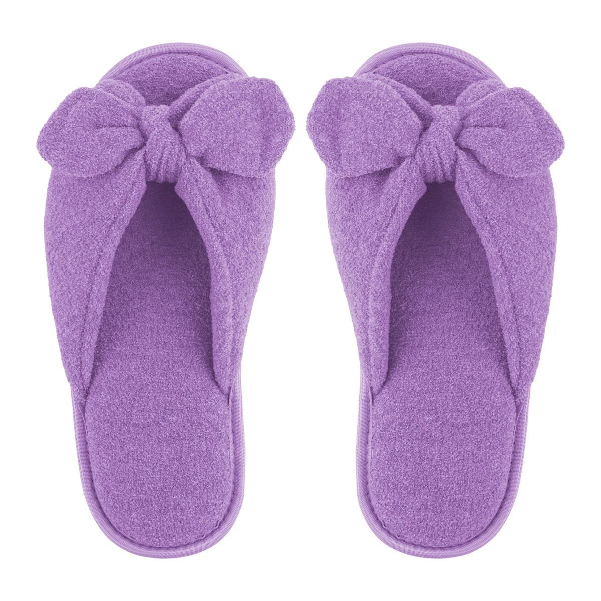 Pantufa Feminina Lilas Com Laço Antiderrapante Super Fofinha e Resistente Chinelo de Quarto Lilás 4