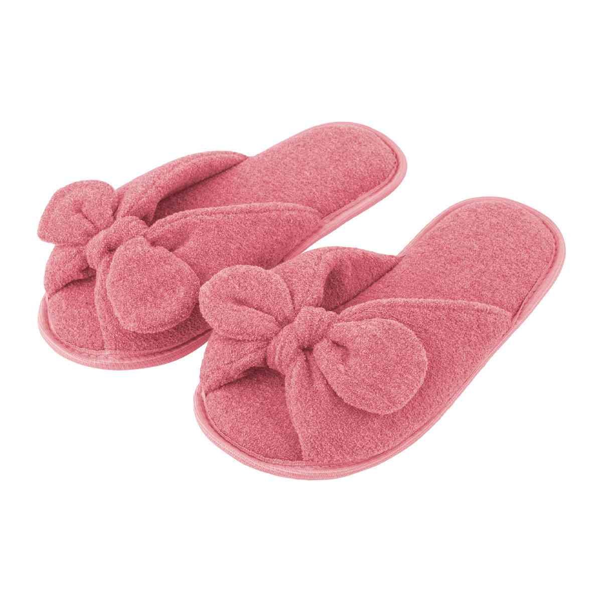 Pantufa Feminina Salmão Com Laço Antiderrapante Super Fofinha e Resistente Chinelo de Quarto