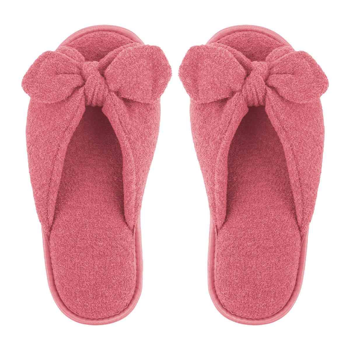 Pantufa Feminina Salmão Com Laço Antiderrapante Super Fofinha e Resistente Chinelo de Quarto Salmão 2
